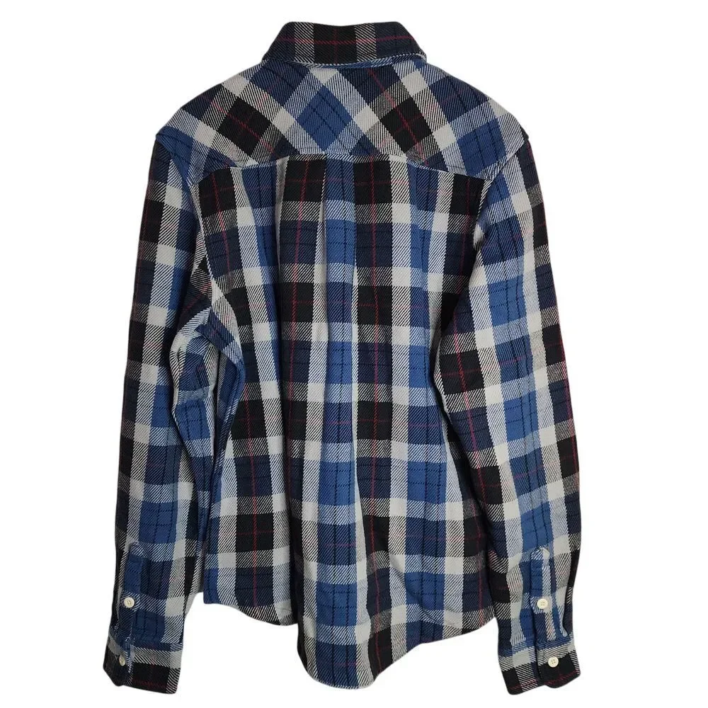 The North Face Flannel‎ Men's Medium Twill Plaid Button Up Blue NWT